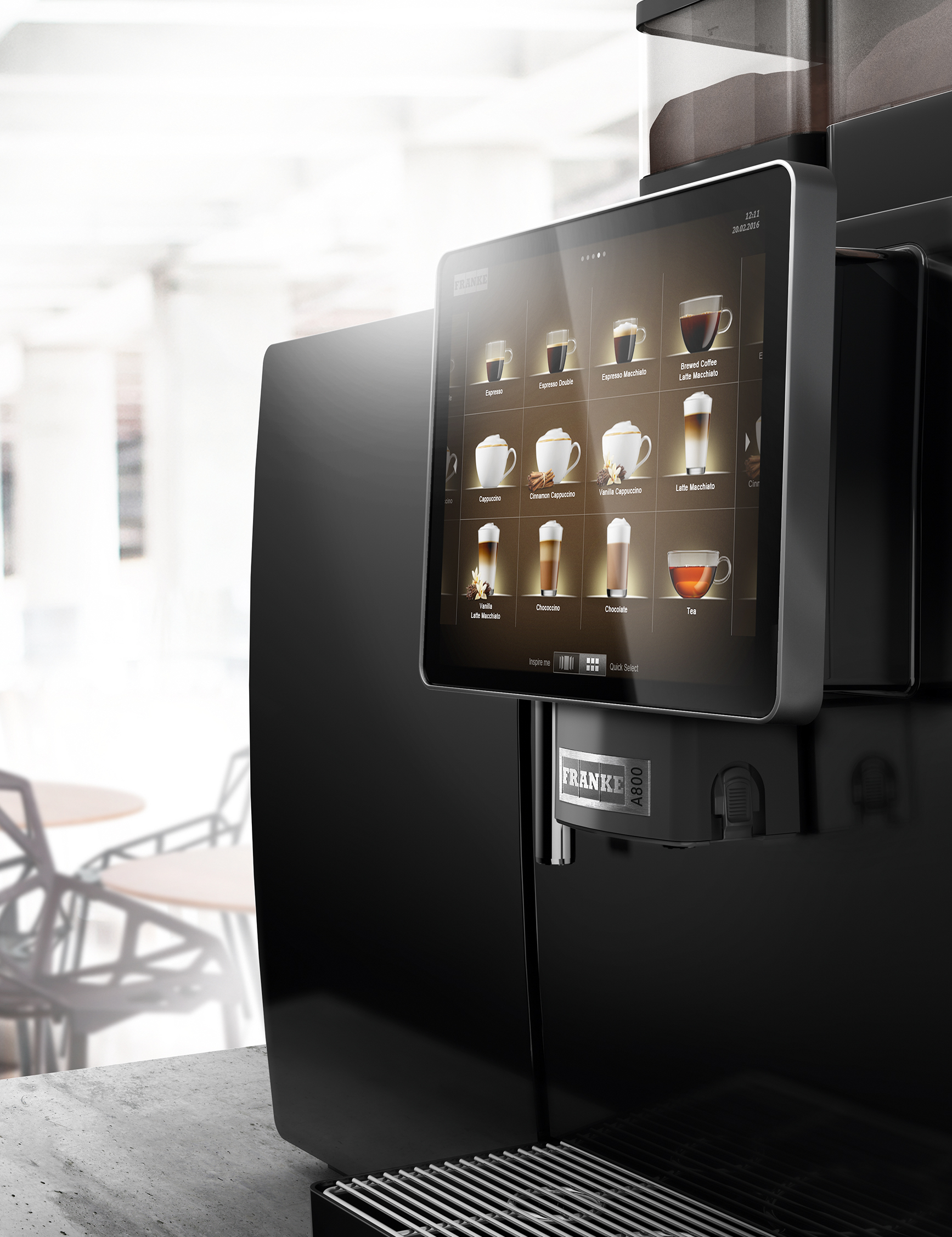 Gio-Coffee-Franke-A800-Koffiebonenmachine-Zakelijk-gebrui-Verse-Melk-Detail-4-staand