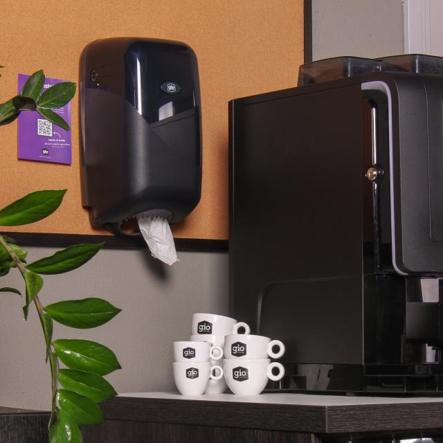 Gio Coffee pappierroldispenser voor een complete koffiecorner